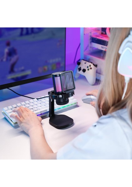Dgm20 Usb Mikrofon, Rgb, Kondenser Oyun Mikrofonu, Gürültü Önleyici, Podcast, Kayıt, Pc Için