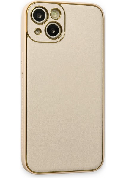 Iphone 14 Plus Kılıf Coco Deri Silikon Kapak - Gold 327107