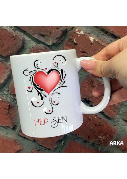 Size Özel Benimle Bi Kahve Seramik Baskılı Kupa Bardaklar fiyatları