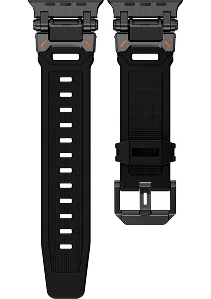 Apple Watch Ultra / Ultra 2 49 mm Uyumlu Titanyum Aksamlı Silikon Kordon Luxury Premium Kayış fiyatları