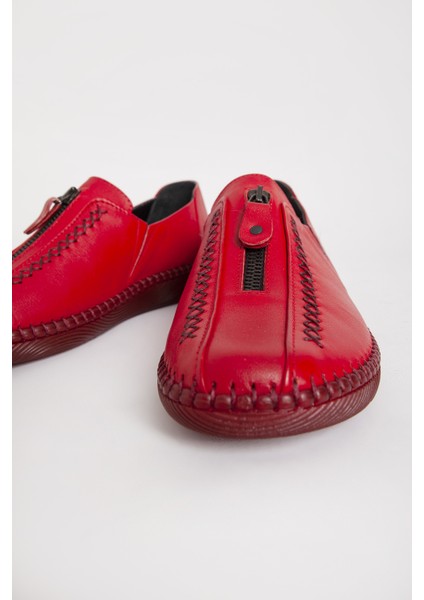 Br 04138 Fermuar Detay Deri Kadın Casual Ayakkabı modelleri