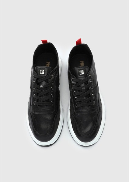 Siyah Deri Erkek Sneaker