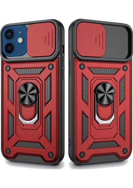 Apple iPhone 12 Uyumlu Kızaklı Kamera Korumalı Tank Kılıf