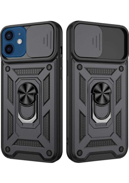 Apple iPhone 12 Uyumlu Kızaklı Kamera Korumalı Tank Kılıf