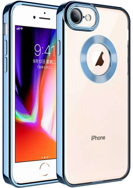 Tekno Grup Apple iPhone 8 Kılıf Kamera Korumalı Logo Gösteren Omega Kapak + Cam Ekran Koruyucu