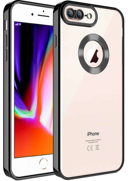 Tekno Grup Apple iPhone 8 Plus Kılıf Kamera Korumalı Logo Gösteren Omega Kapak + Cam Ekran Koruyucu