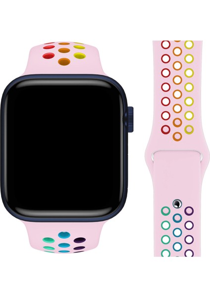 Apple Watch 2 3 4 5 6 7 8 9 SE Ultra Seri 42 44 45 49 mm ile Uyumlu Kordon Renkli Delikli