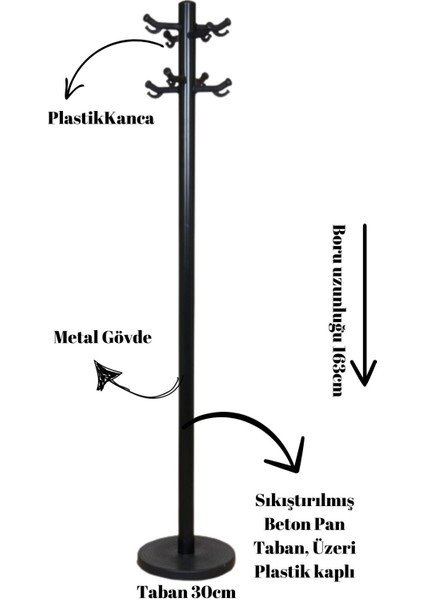 Sosis Siyah Ayaklı Elbise Askısı,ev Düzenleme,antre Aksesuarı,elbise Askısı,ofis Metal Askılık Er 110