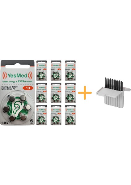 Extra Power 13 Numara Işitme Cihazı Pili (10 Paket x 6 Adet = 60 Adet Pil) + Işitme Cihazı Filtresi Gri Paket