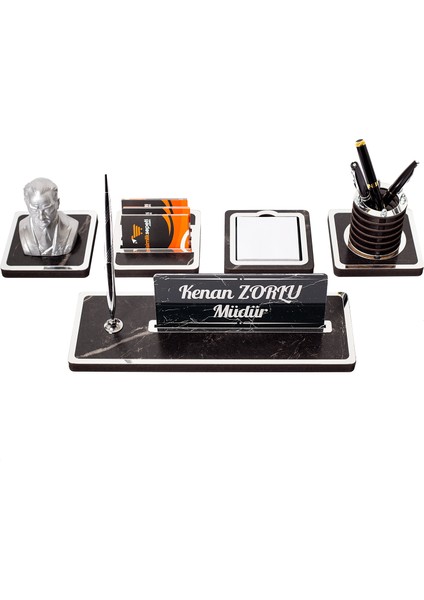 Mermer Desen Atatürk Biblo Ahşap Masa Isimliği Ofis Isimlik Gümüş fiyatları