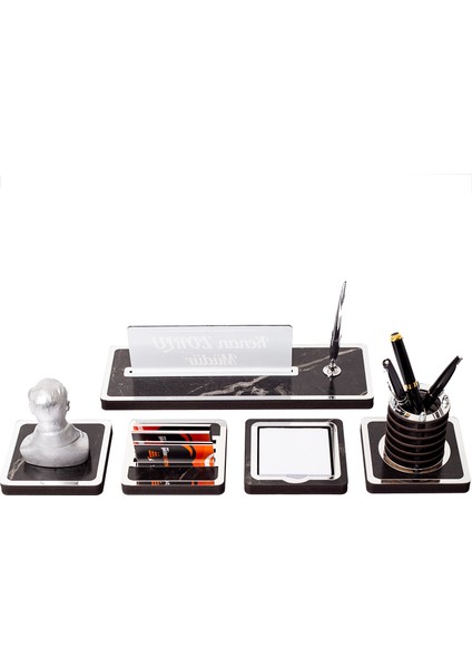 Mermer Desen Atatürk Biblo Ahşap Masa Isimliği Ofis Isimlik Gümüş modelleri