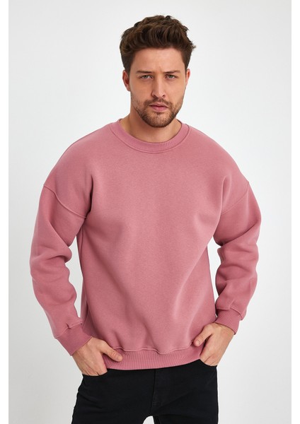 Gül Kurusu Sweatshirt, Oversize Sweatshirt, Erkek Sweatshirt