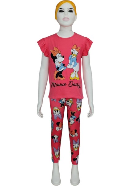 Yazlık Daisy & Minnie Baskılı Tayt T-Shirt Takım