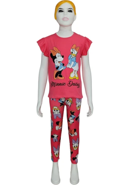 Urz Kids Yazlık Daisy & Minnie Baskılı Tayt T-Shirt Takım