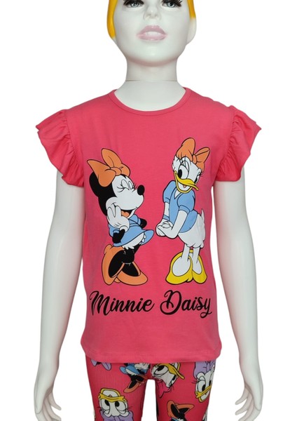 Yazlık Daisy & Minnie Baskılı Tayt T-Shirt Takım