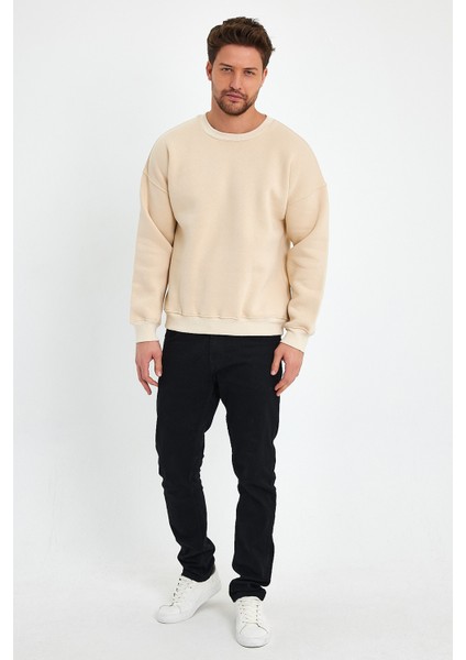 Bej Sweatshirt, Oversize Sweatshirt, Erkek Sweatshirt