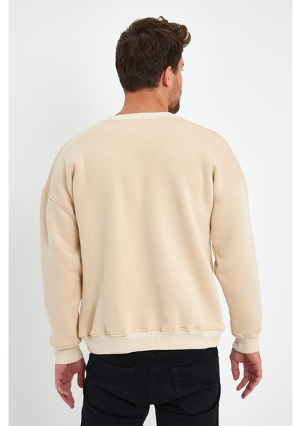 Bej Sweatshirt, Oversize Sweatshirt, Erkek Sweatshirt