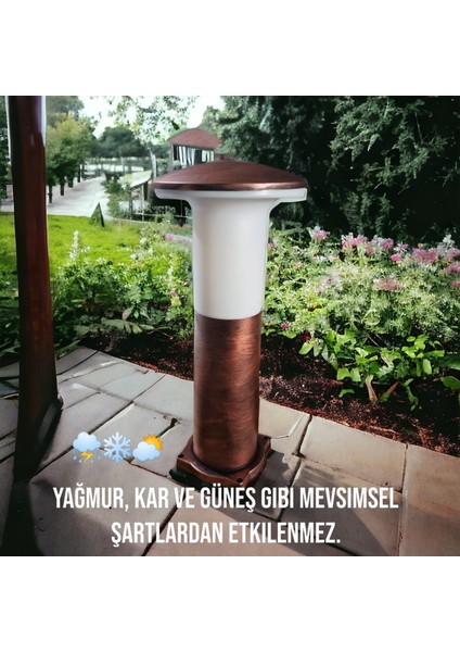 Bakır Eskitme, 41 Cm, E27 Duylu Dekoratif Set Üstü Mantar Aplik, Bahçe, Çim, Teras, Duvar Armatürü modelleri