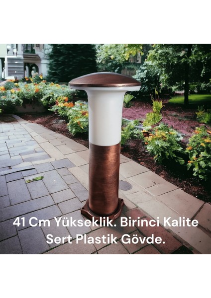 Bakır Eskitme, 41 Cm, E27 Duylu Dekoratif Set Üstü Mantar Aplik, Bahçe, Çim, Teras, Duvar Armatürü fırsatları