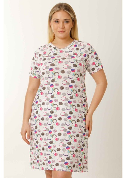 Hamile Emzirme Geceliği Kısa Kollu Puantiyeli Beyaz modelleri