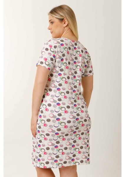 Hamile Emzirme Geceliği Kısa Kollu Puantiyeli Beyaz fırsatları