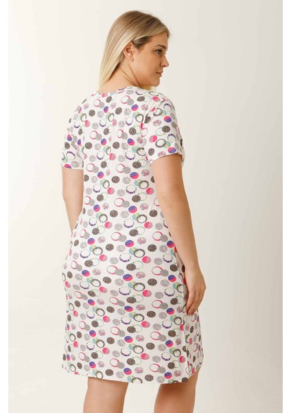 Hamile Emzirme Geceliği Kısa Kollu Puantiyeli Beyaz indirimleri