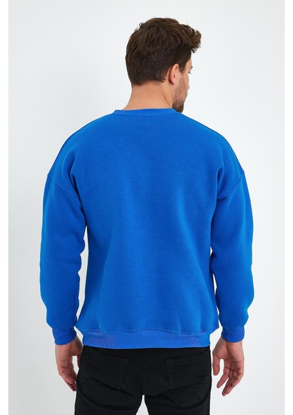 Saks Mavi Sweatshirt, Oversize Sweatshirt, Erkek Sweatshirt