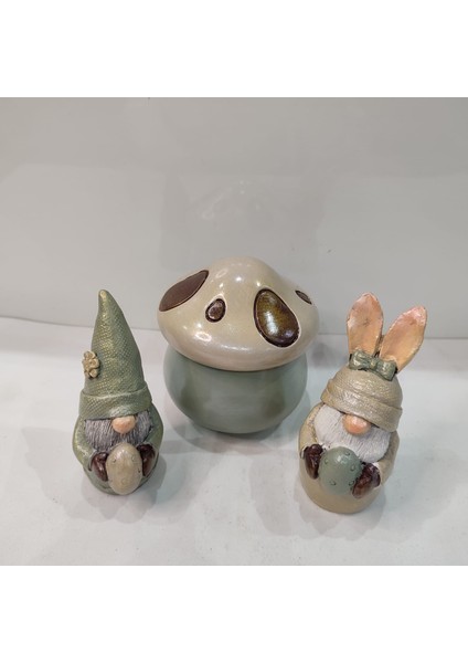 Gnome ( Şans Cücesi ) Ailesi & Mantar Dekoratif Kutu