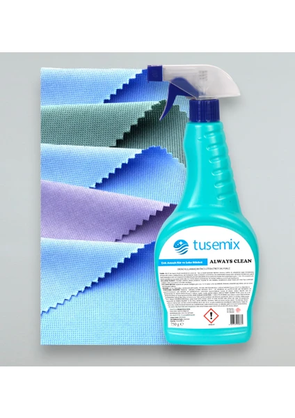 Silver Home Mikrofiber 5li 40X50CM Klasik Cam Bezi ve Tusemix Always Clean Çok Amaçlı Ultra Güçlü Leke Çıkarıcı 750 ml