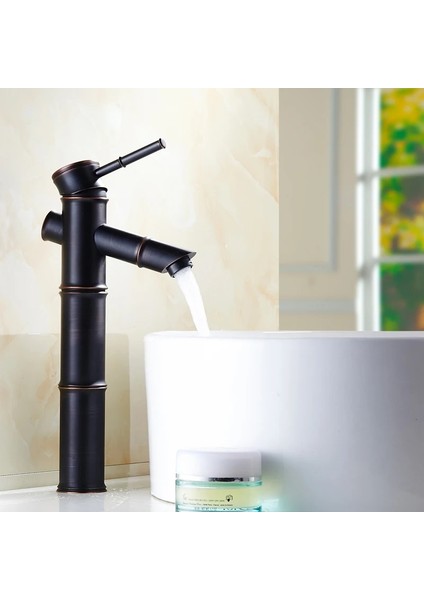 Bambu Model Siyah Çanak Rustik Lavabo Bataryası Banyo Musluğu Mat Siyah Uzun Lavabo Armatür Otantik Görünüm modelleri