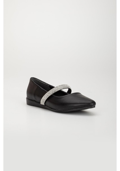 Kalın Tek Sıra Taşlı Cilt Siyah Kadın Babet fırsatları