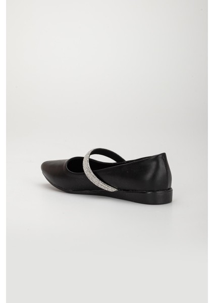 Kalın Tek Sıra Taşlı Cilt Siyah Kadın Babet indirimleri