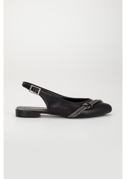 Iki Sıra Taşlı Arka Açık Cilt Siyah Kadın Babet modelleri