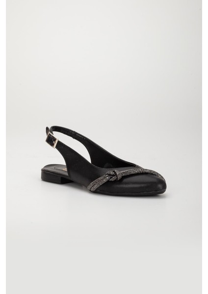 Iki Sıra Taşlı Arka Açık Cilt Siyah Kadın Babet fırsatları