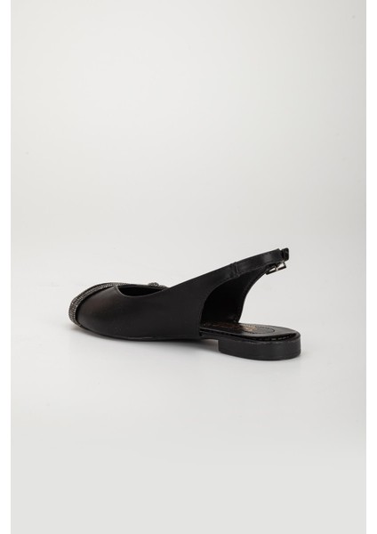 Iki Sıra Taşlı Arka Açık Cilt Siyah Kadın Babet indirimleri