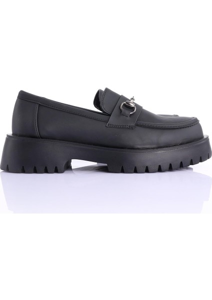 Verner Tokalı Siyah Kadın Loafer Ayakkabı