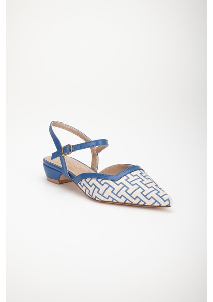 Baskılı Cilt Arka Açık Mavi Kadın Kısa Topuklu Ayakkbı fırsatları