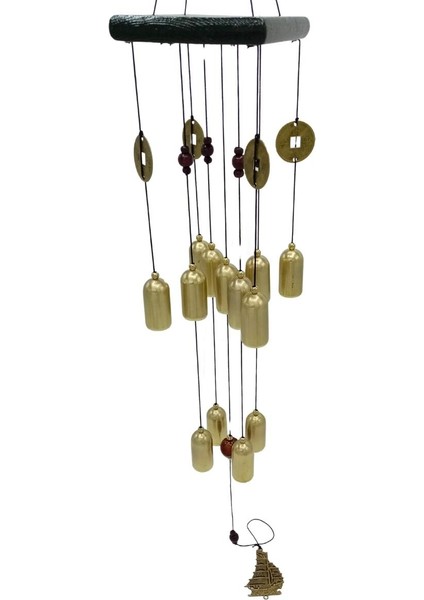 Feng Shui Metal Rüzgar Çanı Şans Parası Iki Katlı S07