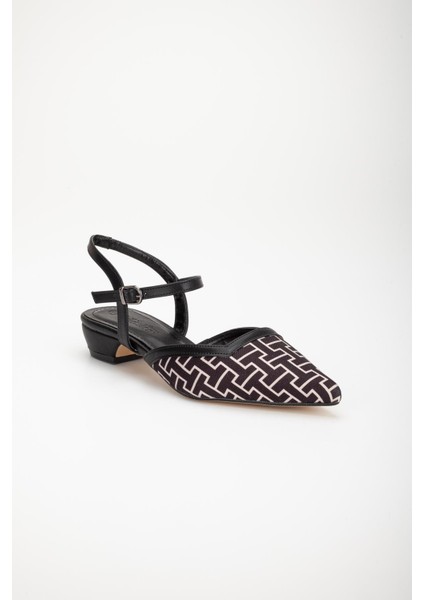 Baskılı Cilt Arka Açık Siyah Kadın Kısa Topuklu Ayakkbı fırsatları