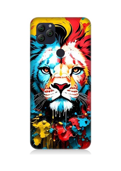 General Mobile GM22 Uyumlu Renli Boyalı Aslan Yüzü Desenli Silikon Kılıf