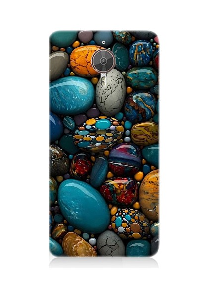 General Mobile Gm5 Plus Uyumlu Renkli Doğal Taşlar Desenli Silikon Kılıf
