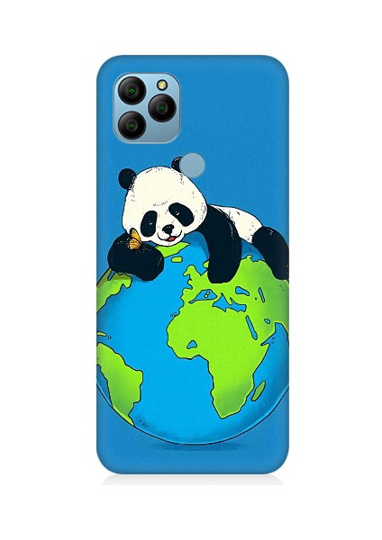 General Mobile GM21 Uyumlu Yorgun Panda ve Dünya Desenli Silikon Kılıf
