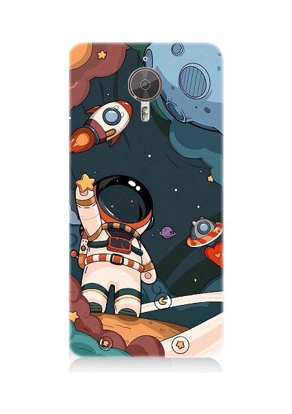 General Mobile Gm5 Plus Uyumlu Sevimli Astronot Uzay Macerası Desenli Silikon Kılıf