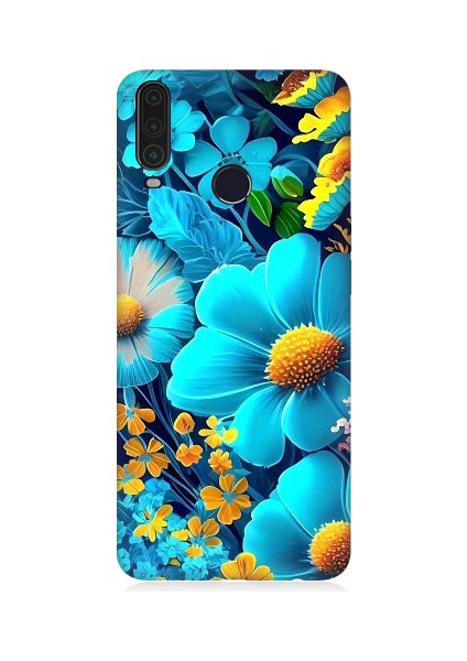 General Mobile GM10 Uyumlu Mavi Sarı Çiçekler Desenli Silikon Kılıf