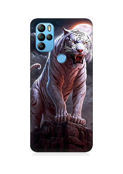 General Mobile GM21 Pro Uyumlu Beyaz Savaşçı Kaplan Tiger Desenli Silikon Kılıf