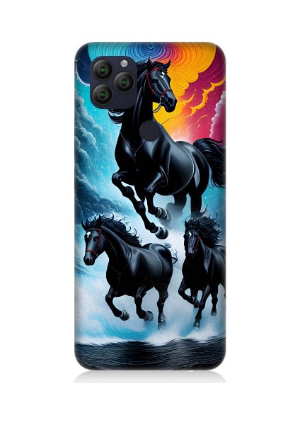 General Mobile GM22 Uyumlu Siyah Atlar Desenli Silikon Kılıf