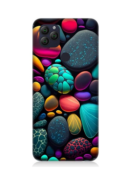 General Mobile GM22 Uyumlu Artx Kırmızı Doğa Taşlar Desenli Silikon Kılıf