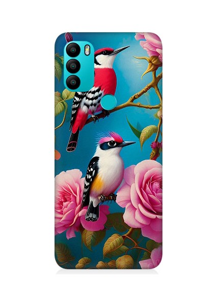 General Mobile GM21 Plus Uyumlu Arı Kuşu ve Gül Desenli Silikon Kılıf