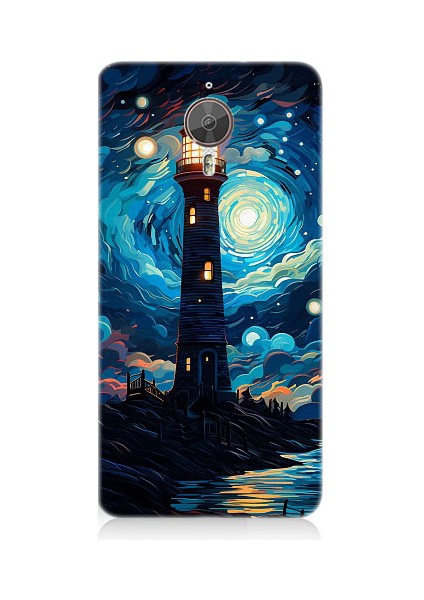 General Mobile Gm5 Plus Uyumlu Ay Işığında Yalnız Deniz Feneri Desenli Silikon Kılıf