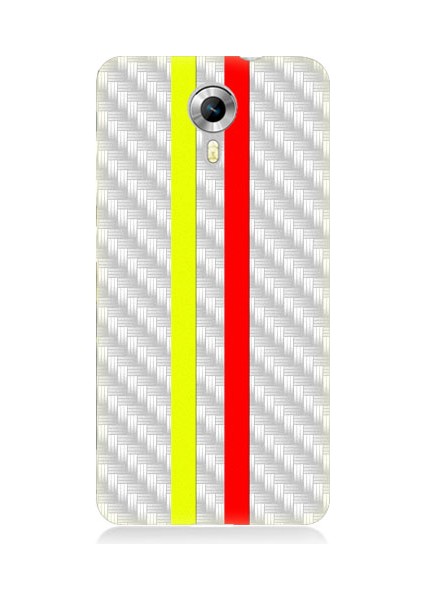 General Mobile Discovery 4g Uyumlu Sarı Kırmızı Metal Motif Desenli Silikon Kılıf